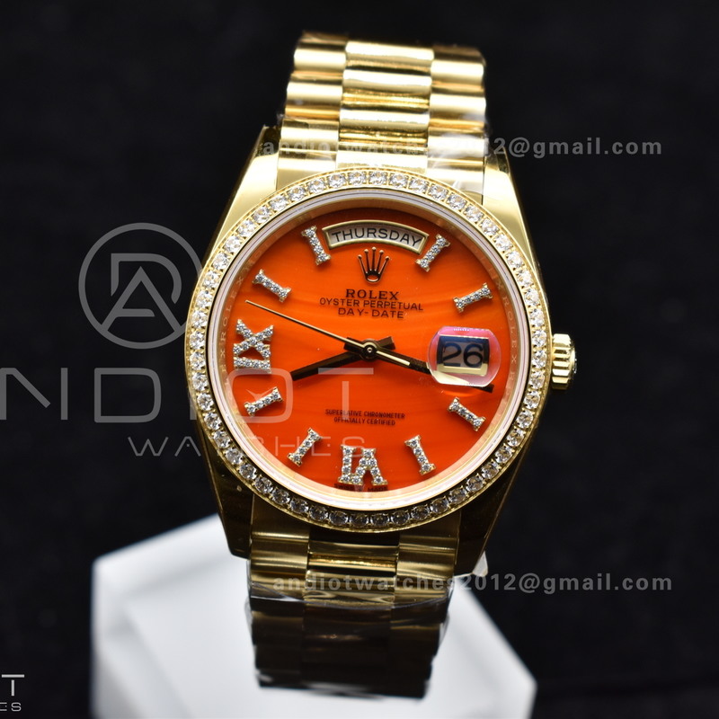 Day Date 36 YG RAF 1:1 Best Edition Red Carnelian Dial on YG Bracelet A2836